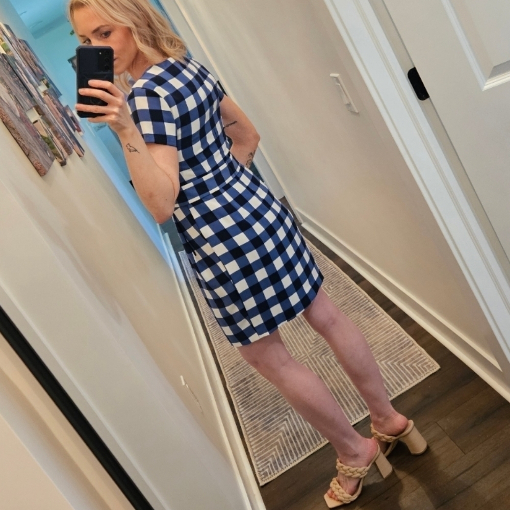 NWT Cynthia Steffe Blue and White Checkered Dress - Size 0 - Picture 3 of 16
